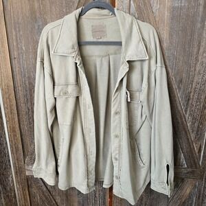 Thread & Supply Shirt Women's Size XL Beige Button Up Knit Jacket Long Sleeve